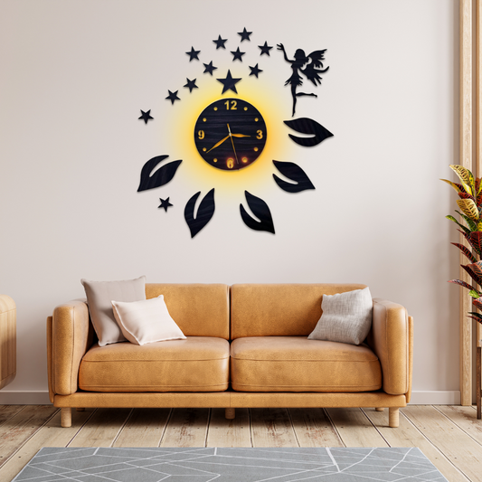 Fairy Star Wall Clock with light - Hamas Decor