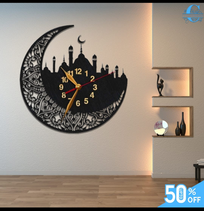 Beautiful Chand Wall Clock with Light - Hamas Decor