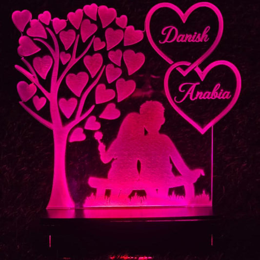 3D Couple Under Tree Customised illusion Lamp (S19) - Hamas Decor