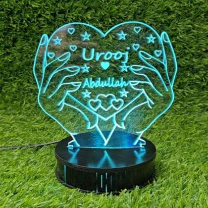 Heart In Hand Love 3d Customized Illusion Lamp (S6) - Hamas Decor