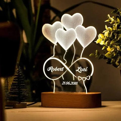 4 Hearts 3D Customized Illusion Lamp (M3) - Hamas Decor