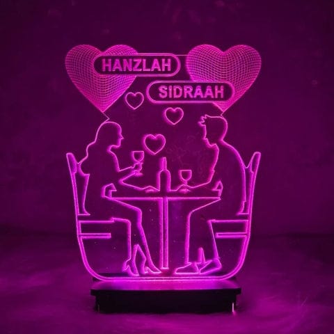 Couple Dinner 3D Customized Illusion Lamp (L3) - Hamas Decor