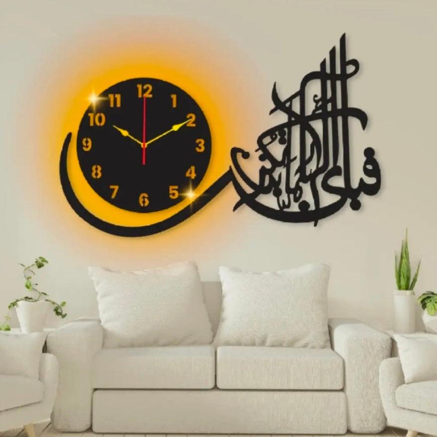 Fabiayi Ala irabikoma tuqazeeban wall clock with light - Hamas Decor