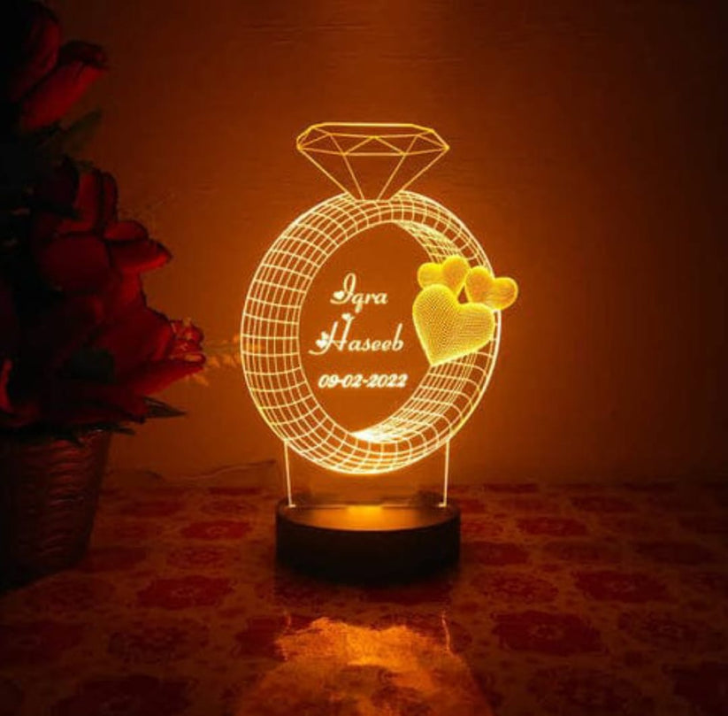 3d Ring Customized Illusion Lamp - Hamas Decor