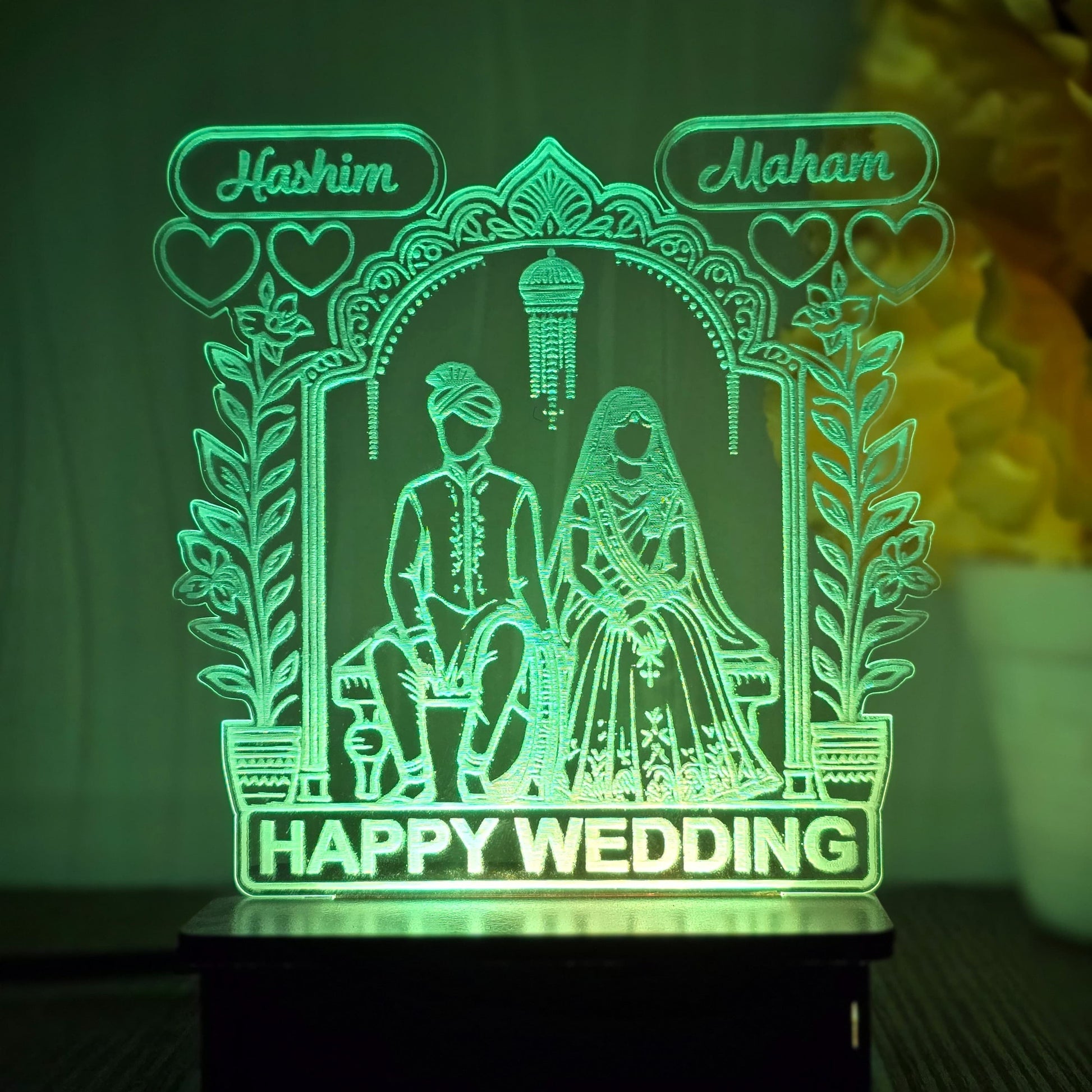 Bride & Groom 3d Customized illusion Lamp - Hamas Decor