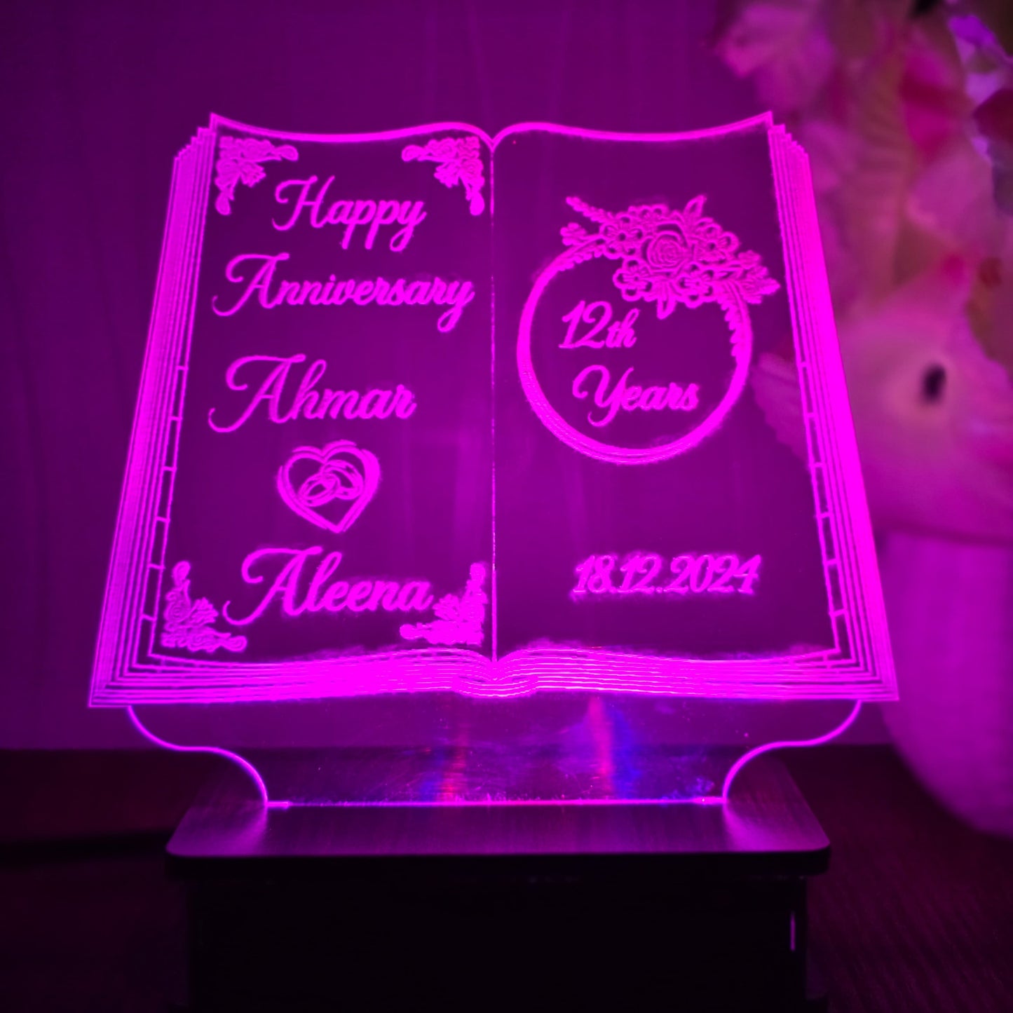 Happy Anniversary Book 3d Customized illusion Lamp - Hamas Decor