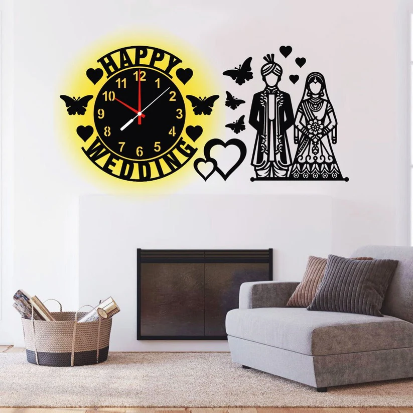 Happy Wedding Beautiful Wall Clock - Hamas Decor